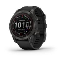 Garmin - Fenix 7 Sapphire Solar Edition, Adventure Bluetooth Touchscreen Smartwatch, Carbon Gray DLC Titanium with Black Band